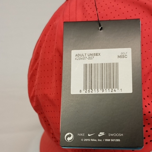 Adult Nike Dri-Fit Red and White Perforated Golf Cap OS with Tag - Picture 3 of 9